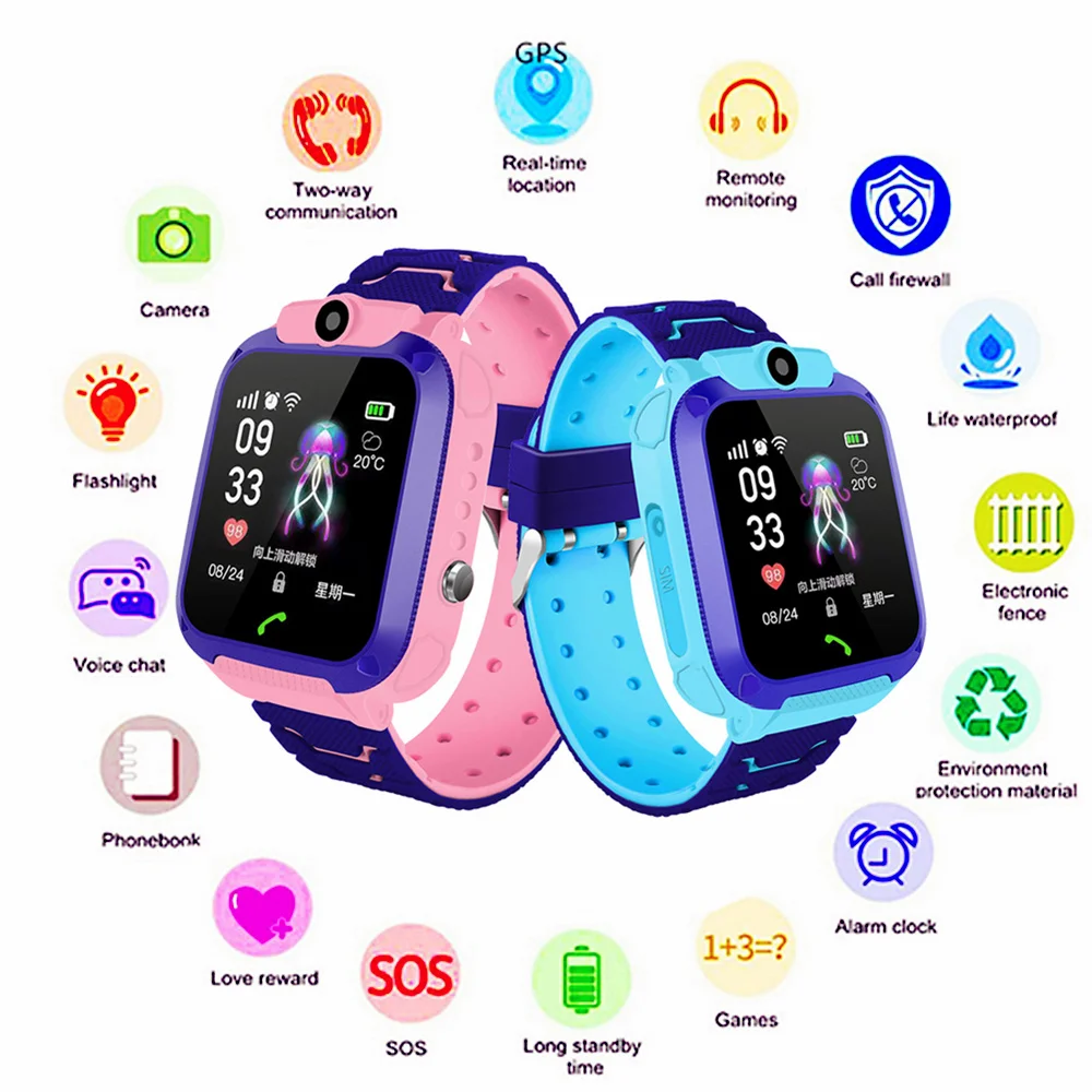 Подключение детских часов к телефону Children Touch Smart Phone Watch GPS LBS Clock SOS Tracker Baby Monitor Waterpro