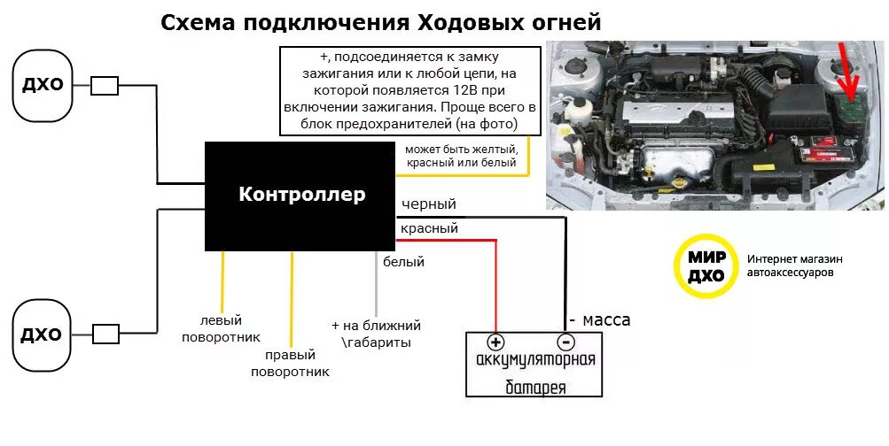 Подключение дхо через контроллер схема подключения Схемы подключения