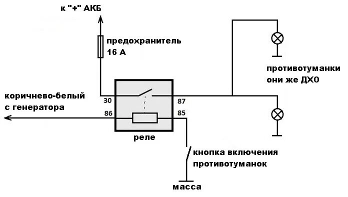 Подключение дхо генератора реле ДХО при запуске мотора - Lada 21074, 1,6 л, 2007 года тюнинг DRIVE2