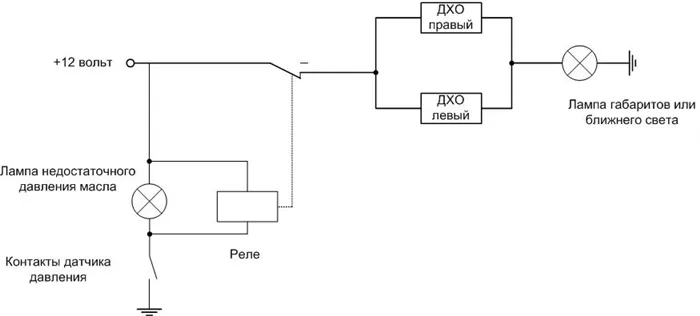 Подключение дхо от датчика давления Все схемы подключения дневных ходовых огней. Отключение дхо при включении ближне