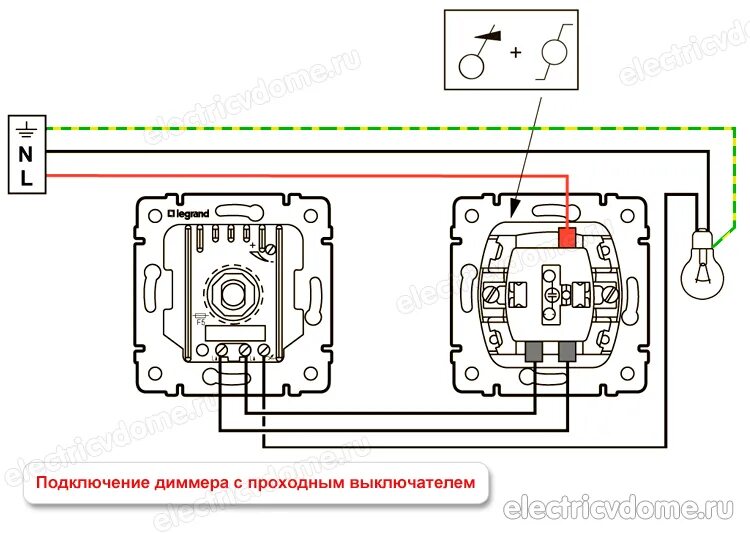 Подключение диммера с выключателем Подключение диммера HeatProf.ru