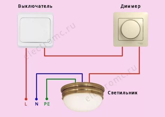 Подключение диммера вместо выключателя Подключение диммера HeatProf.ru