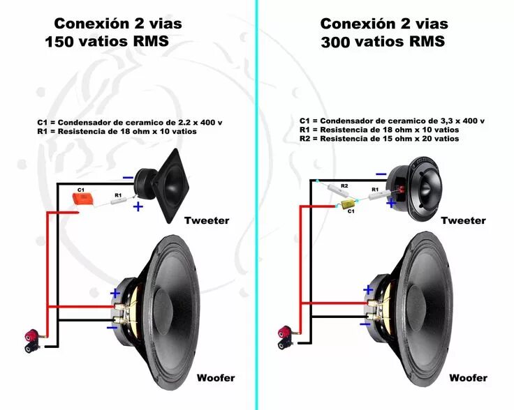 Подключение динамика через конденсатор Conexiones muy simples para parlantes, Crossover Pasivo Diseño de altavoces, Aud