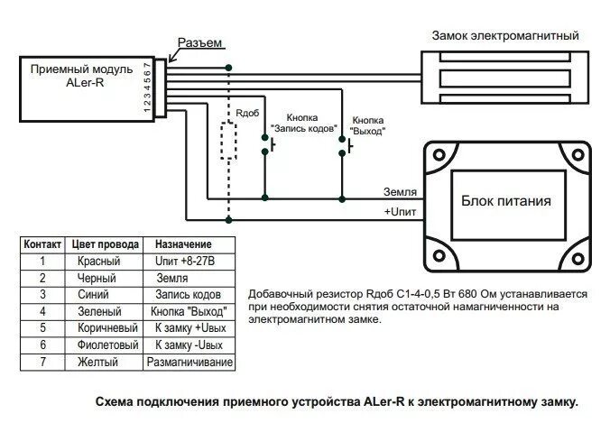 Подключение диода к электромагнитному замку ALer: Aler-R (BX500TT) Устройство дистанционного управления электромагнитными за