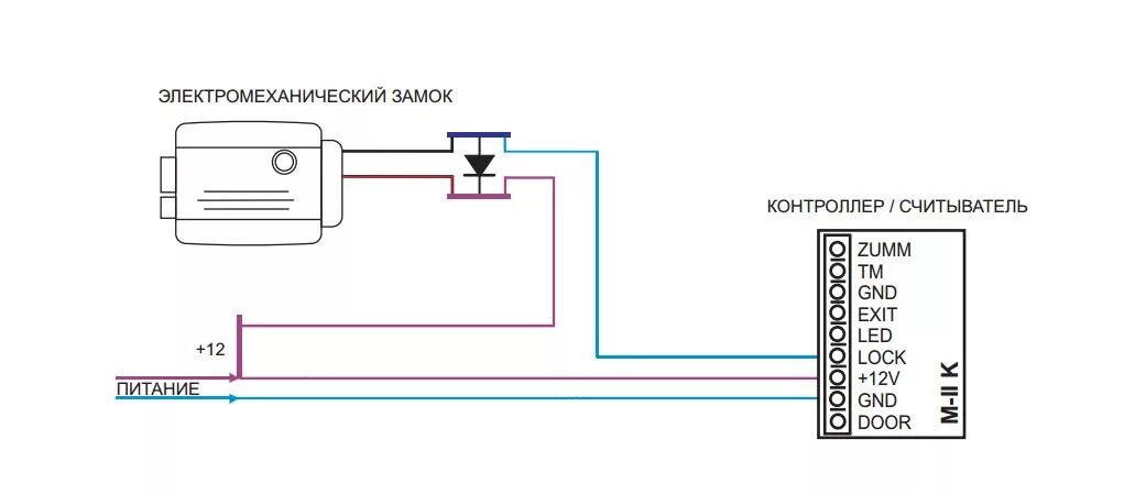 Подключение диода к электромагнитному замку Контроллер автономный со считывателем Em-Marine Matrix IIK