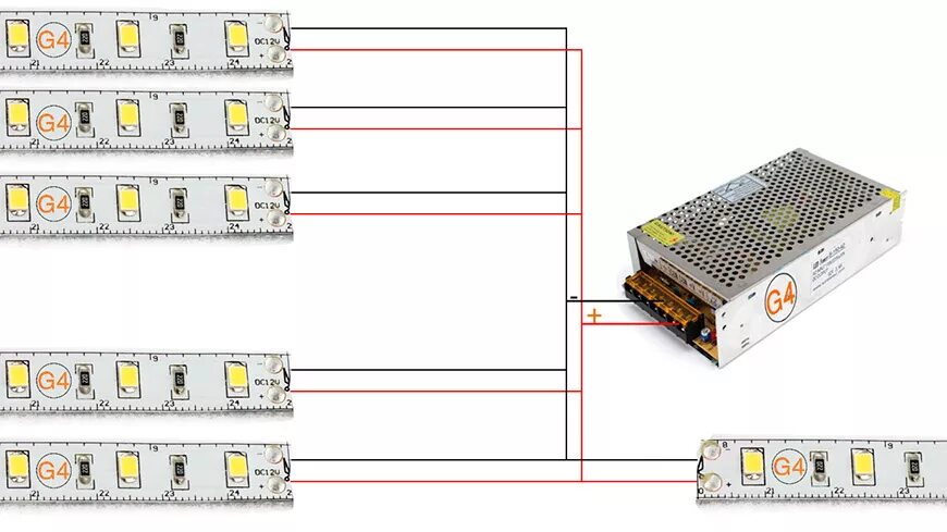 Подключение диодной ленты к блоку питания 12v Как подключить 10, 15, 20 или 30 метров светодиодной RGB ленты? - Статья о парал