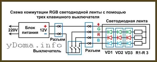 Подключение диодной ленты к выключателю Ответы Mail.ru: Какая лента, как подключить