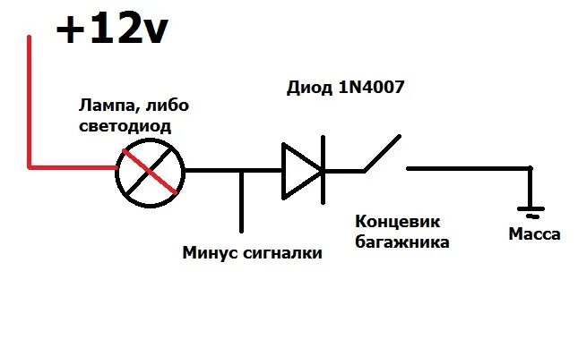 Подключение диодов в сигнализации Подсветка багажника - Lada 21093, 1,6 л, 2001 года электроника DRIVE2