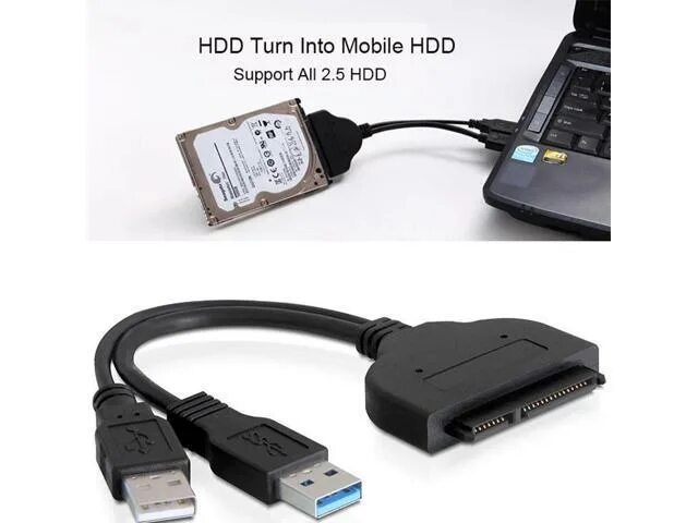 Подключение диска через usb Hard Disk Drive SATA 7+15 Pin 22 to USB 2.0 Adapter Cable For 2.5 HDD Laptop GB 