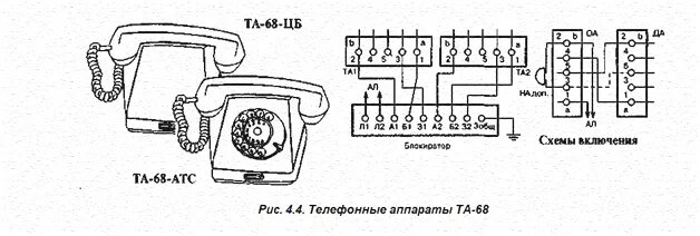 Подключение дискового телефона Схема телефона та 68