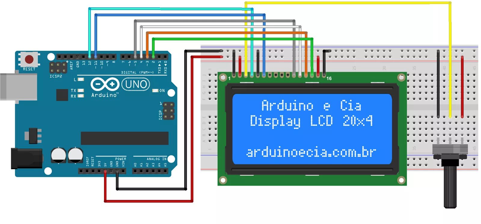 Подключение дисплея от телефона к ардуино Como usar display LCD 20x4 com Arduino - Arduino e Cia - Loja Projetos arduino, 