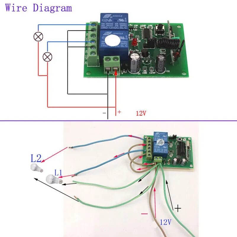 Подключение дистанционного реле Универсальный 2-Канальный Релейный переключатель с пультом ДУ 12 В AliExpress