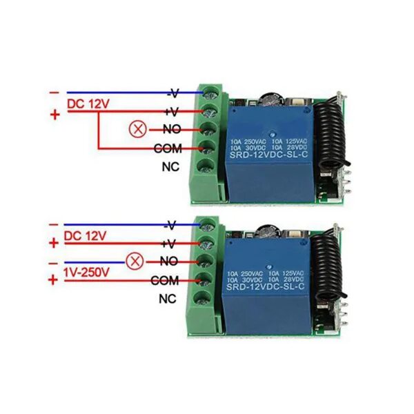 Подключение дистанционного реле Модуль RF Switch Reiver 433 МГц 12 В постоянного тока с 2 передатчиками - купить