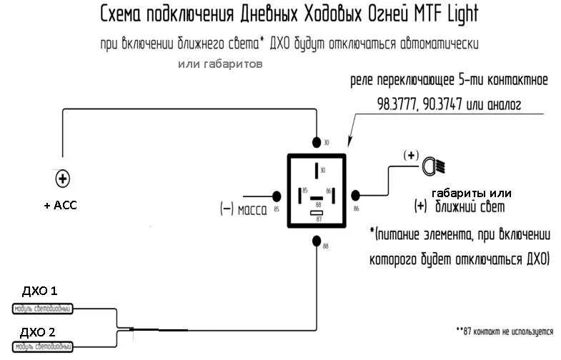 Подключение дневных ходовых огней через Картинки КАК ПОДКЛЮЧИТЬ ДХО ЧЕРЕЗ РЕЛЕ