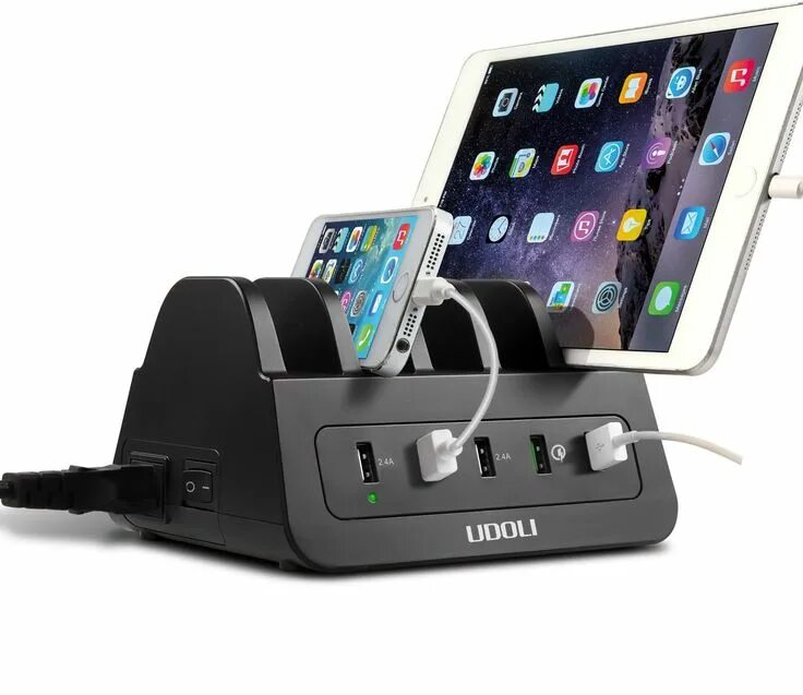 Подключение док станции к телефону USB Charging Station - 60W 12A 5-Port Quick Charge - Ideal Dorm and Home Chargin