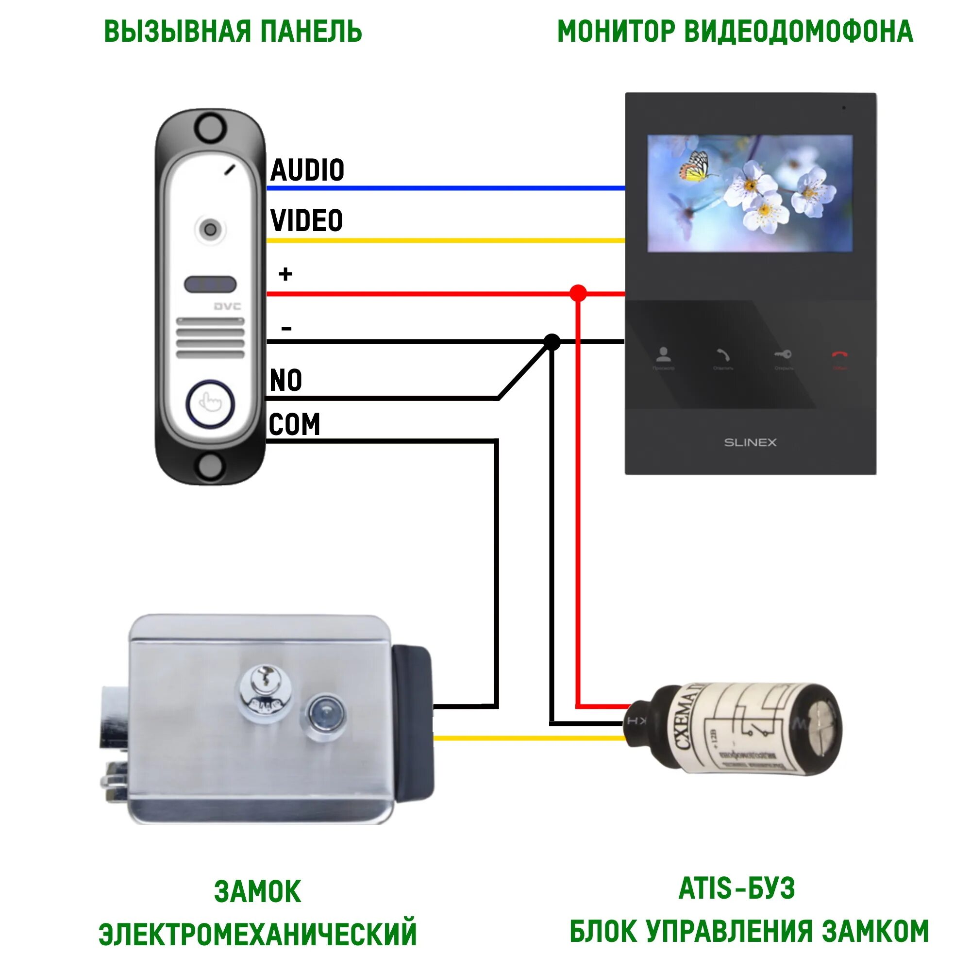 Подключение домофона hikvision к вызывной панели БУЗ блок управления электромеханическим замком. Защита от короткого замыкания, н