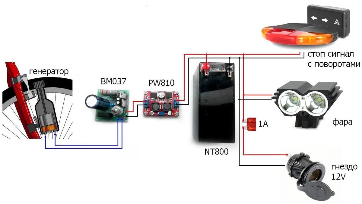 Подключение доп фары на электросамокат Бортовая сеть велосипеда - BM037, PW810, NT800, PW841, MP606