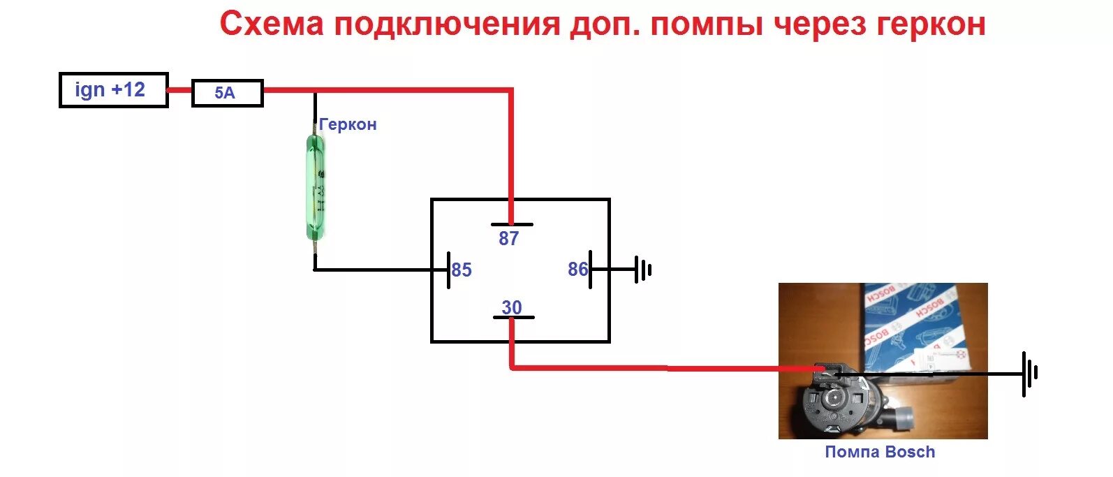 Подключение доп насоса через реле Установка доп. помпы BOSCH к отопителю салона. - Toyota Corona (T190), 2 л, 1992