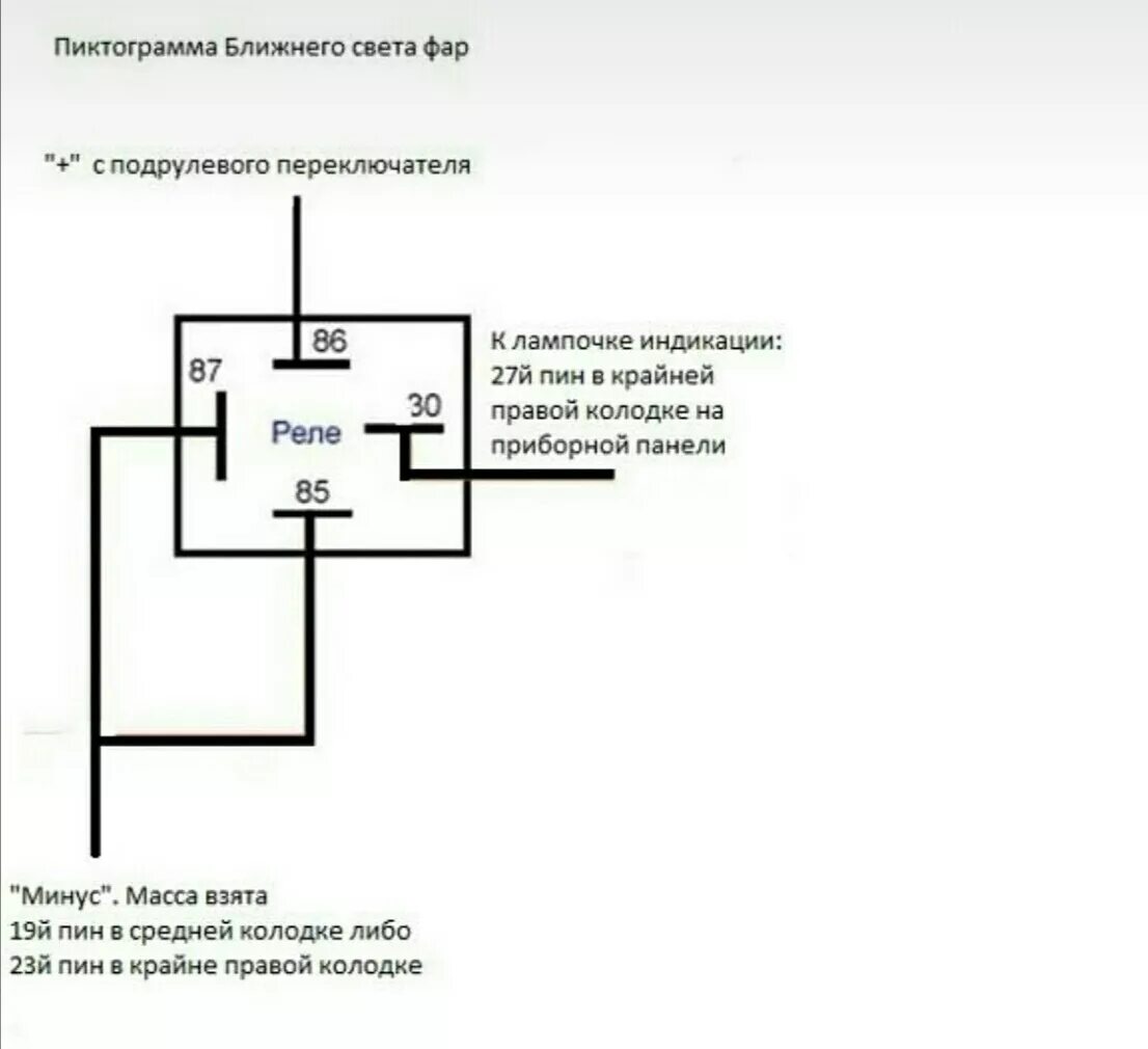 Подключение доп света через реле Активация пиктограммы ближнего света - Daewoo Lanos, 1,5 л, 2002 года электроник