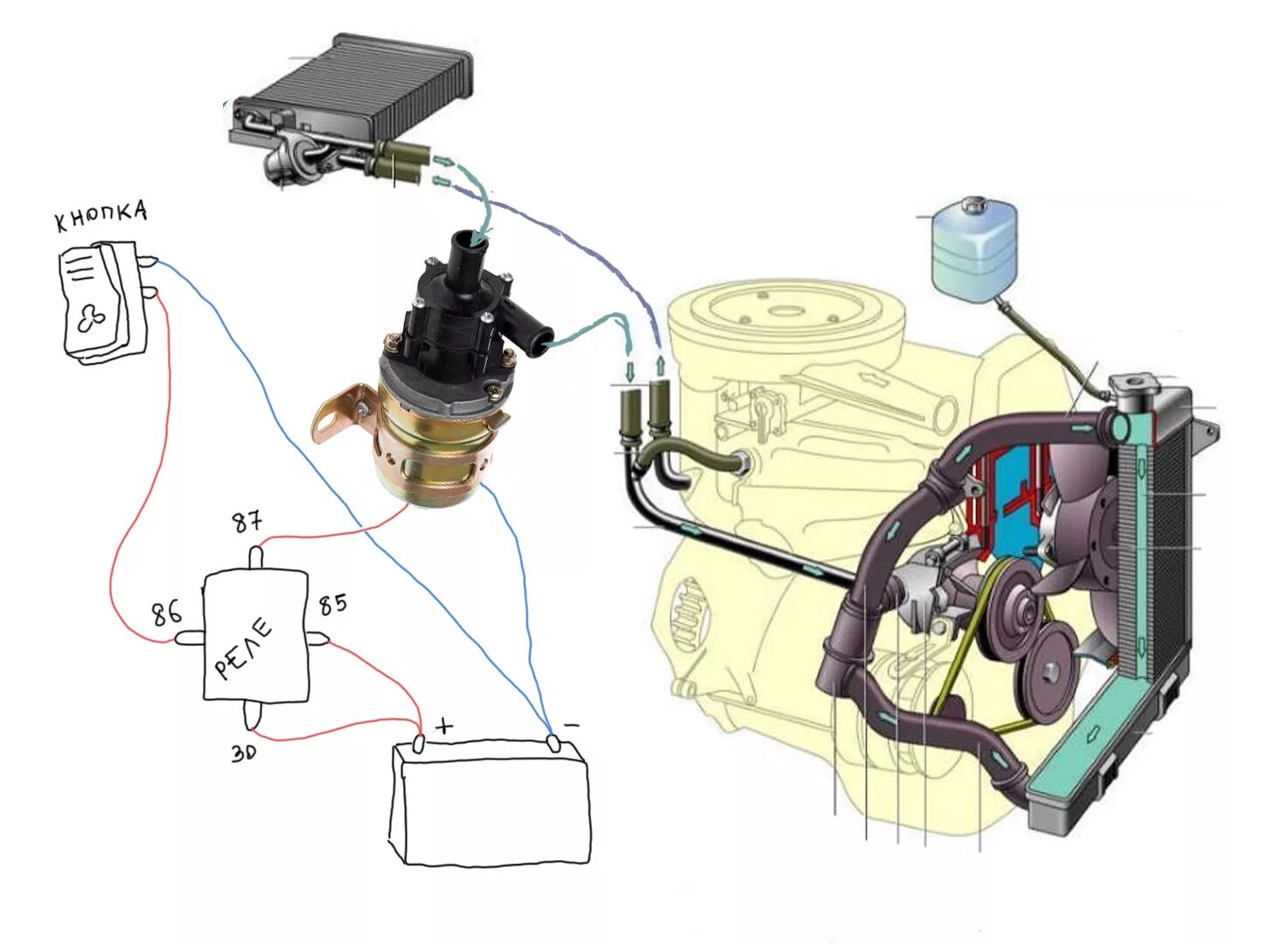 Подключение дополнительного насоса в систему отопления Электропомпа от газели - Lada 2106, 1,3 л, 1987 года тюнинг DRIVE2