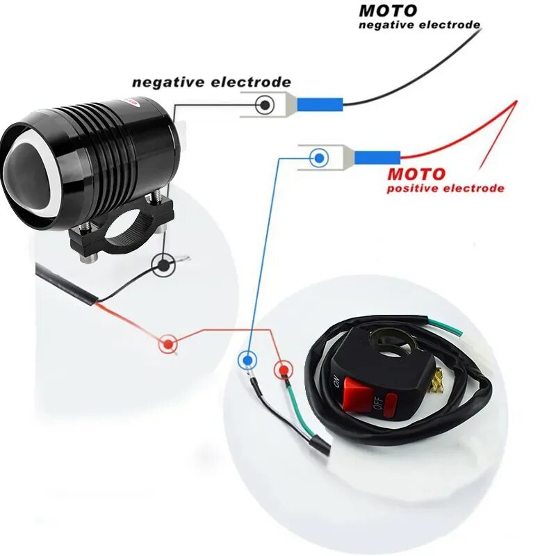 Подключение дополнительного света на мотоцикл Motorcycle Led Work Head Lights U2 30W Led Moto Headlamp Auxiliary Driving Lamp 