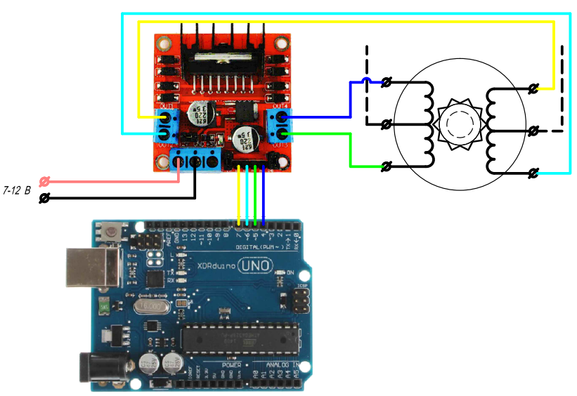 Подключение драйвера двигателя arduino Connecting a stepper motor. Controller L298