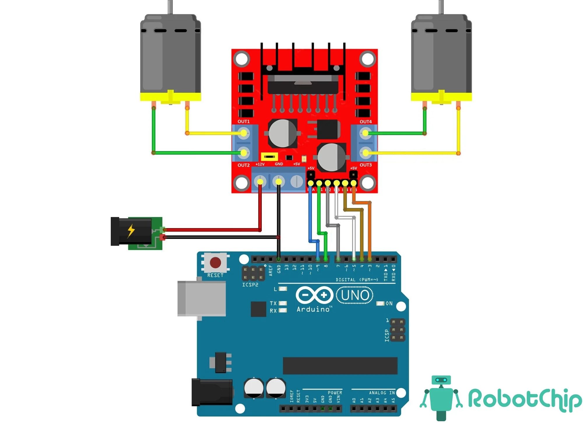 Подключение драйвера двигателя arduino Обзор драйвера мотора на L298N - RobotChip