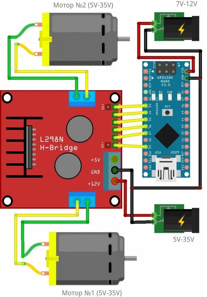 Подключение драйвера двигателя arduino Драйвер двигателя L298N: описание, подключение, схема, характеристики ВИКИ