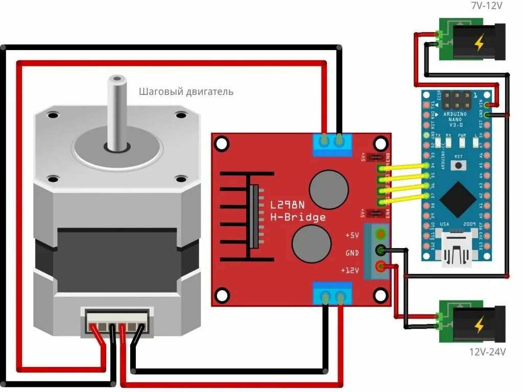 Подключение драйвера двигателя arduino Драйвер двигателя L298N: описание, подключение, схема, характеристики ВИКИ