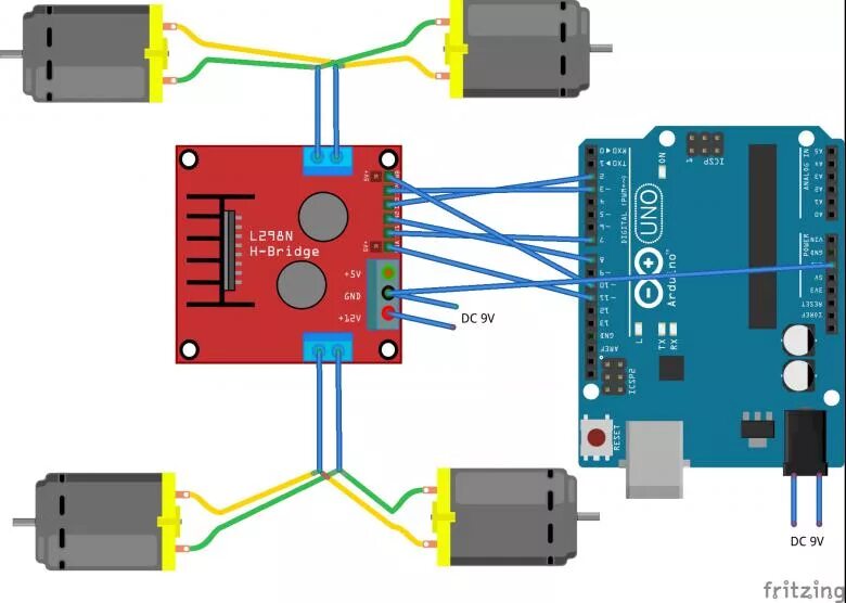 Подключение драйвера двигателя arduino Платформа ZK-4WD купить с доставкой по всей России в магазине ardmag.ru (АрдМаг)