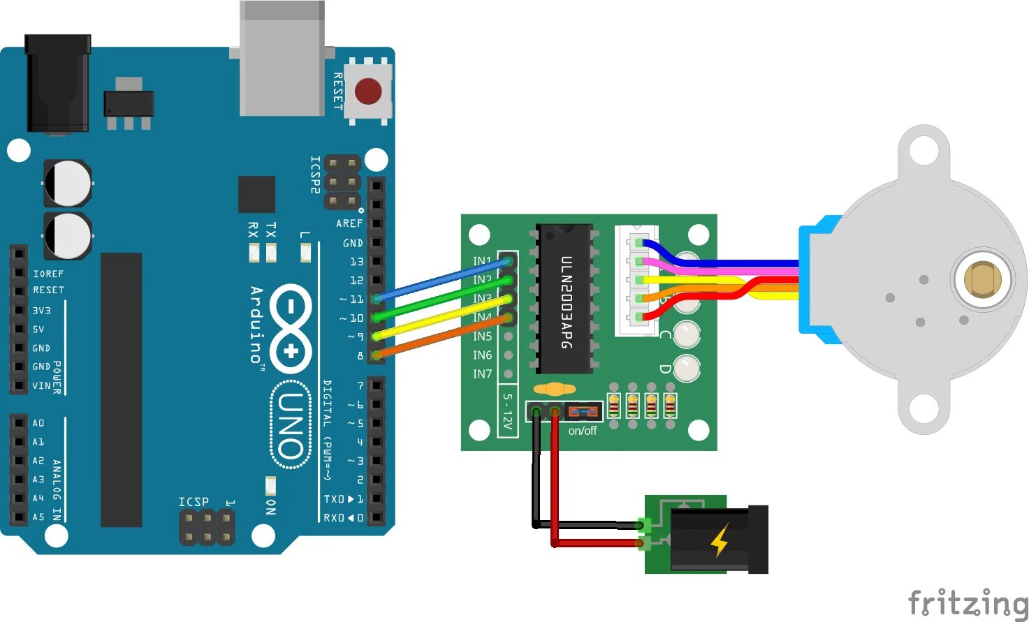 Подключение драйвера двигателя arduino 28BYJ-48 Stepper Motor and ULN2003 Driver Module - parts submit - fritzing forum