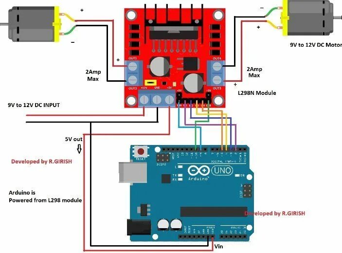 Подключение драйвера двигателя arduino schematic diagram of L298N module. Arduino, Circuit projects, Arduino projects