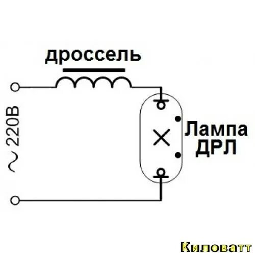 Подключение дрл через дроссель Дроссель для ДРЛ - устройство и подключение лампы