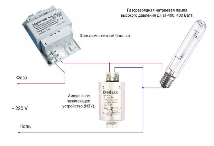 Подключение дрл через дроссель схема Балласты для газоразрядных ламп. Схема подключения ДНаТ и МГЛ