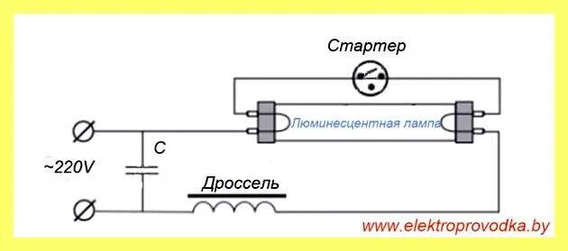 Подключение дросселя без стартера Картинки СТАРТЕР ЛАМПЫ СХЕМА