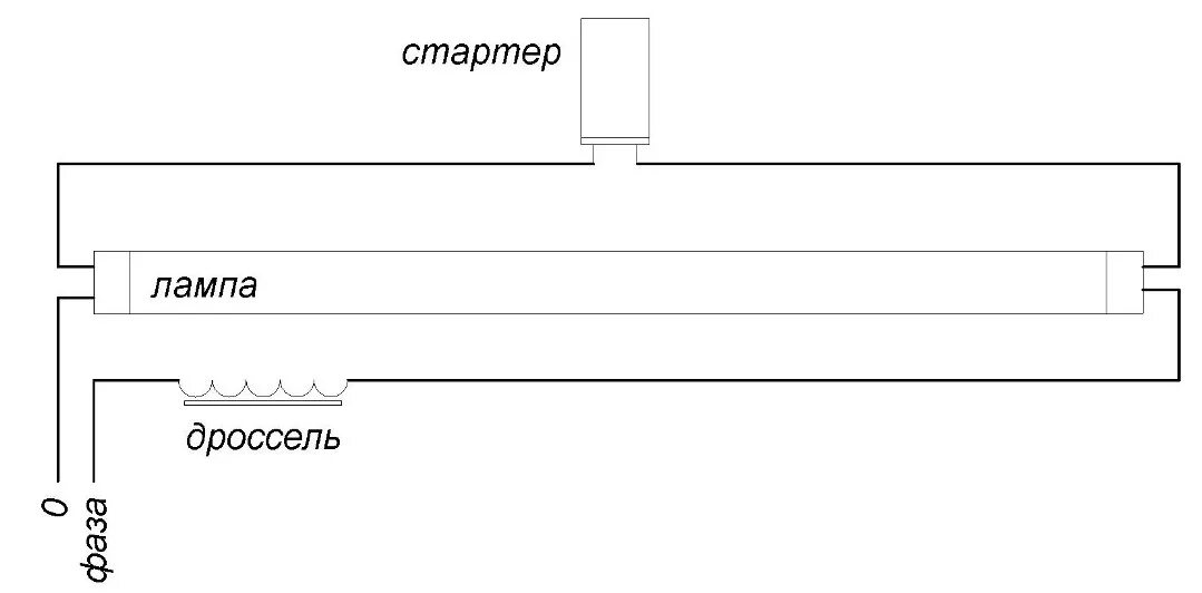 Подключение дросселя без стартера Как подключить лампу дневного света? - Diodnik