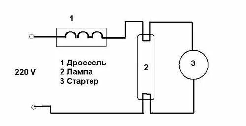 Подключение дросселя без стартера Ответы Mail.ru: Где взять схему соединения люминисцентных ламп с дроселем?