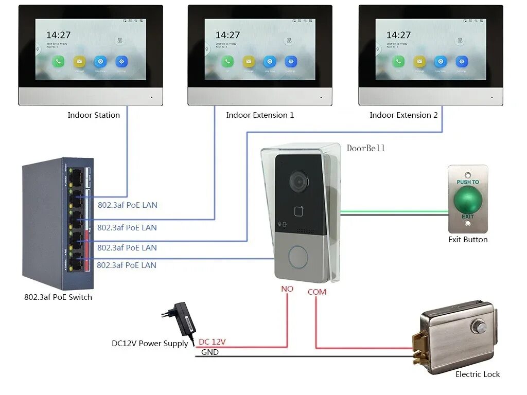 Подключение ds kv6113 wpe1 электромеханического замка HIK умный дверной звонок, дверной звонок, домофон, видеодомофон, водонепроницаем