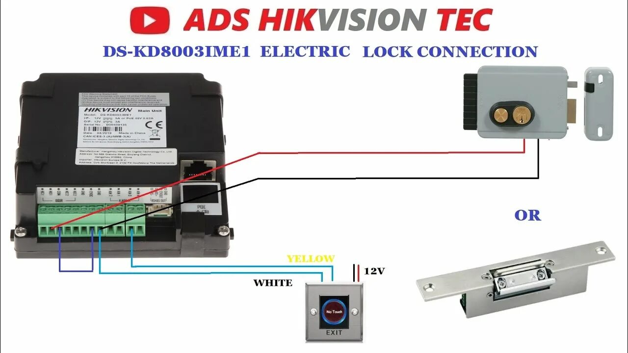 Подключение ds kv6113 замка Hikvision Intercom DS-KD8003 IME1 Lock wiring diagram. Electric &Magnetic lock &