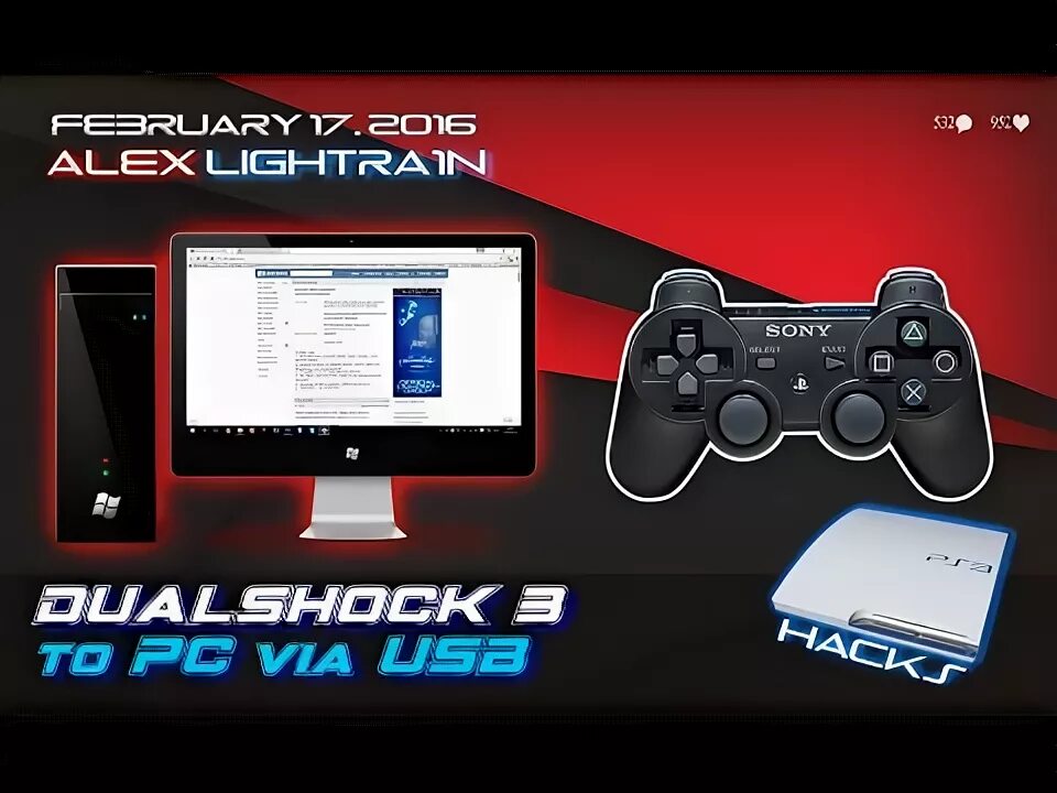 Подключение dualshock 3 к windows 10 Подключаем Dualshock 3 к ПК по кабелю - YouTube