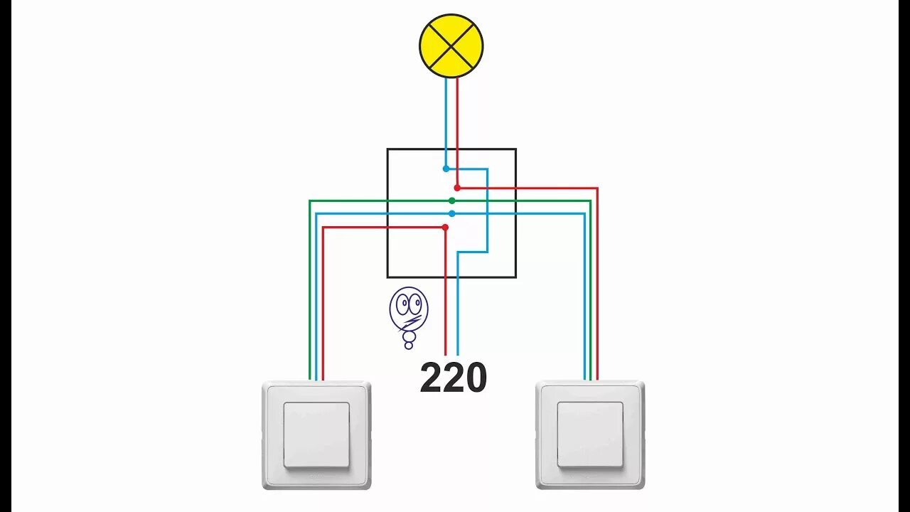Подключение дублирующего выключателя Подключение Проходного Выключателя - YouTube