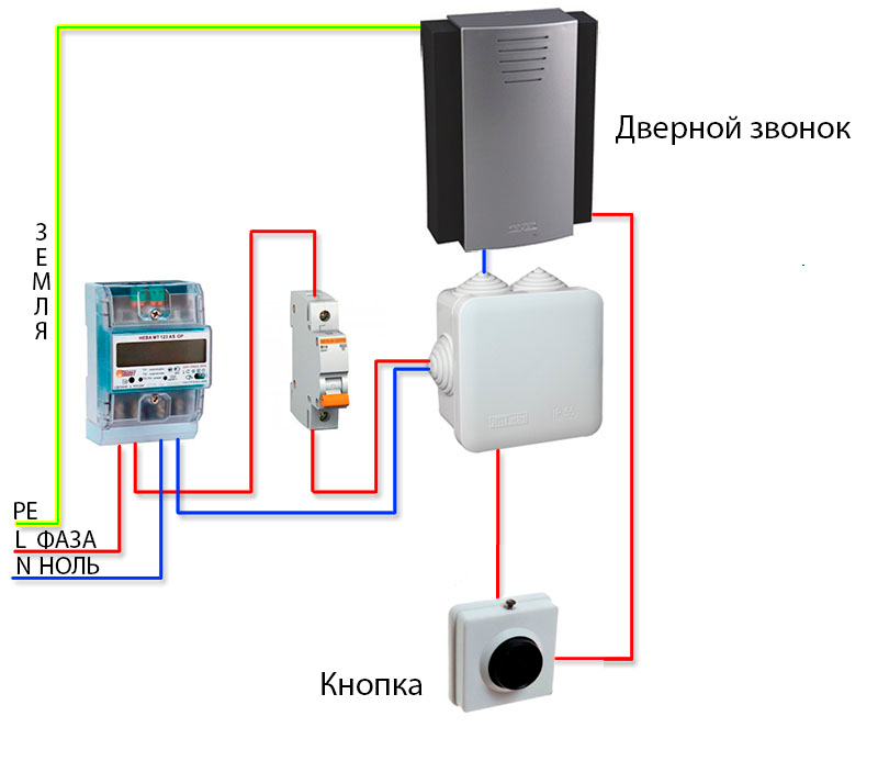 Подключение дверного электрического звонка Схема подключения дверного звонка электрического в квартире проводного!-- -- N-K