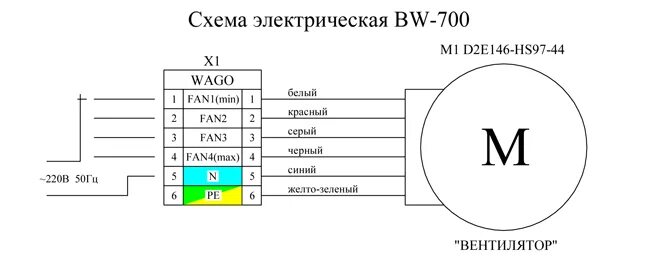 Подключение двигатель вентилятора Вытяжная установка VentMachine BW-700 - купить в Москве, цена