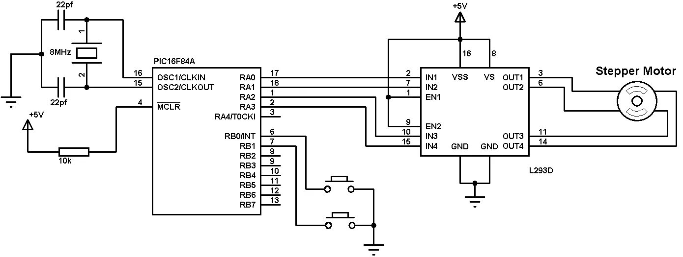 Подключение двигателей к микроконтроллеру Bipolar stepper motor drive with PIC16F84A and CCS C