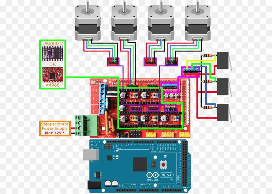 Подключение двигателей к плате eq6 Microcontrollore Motore Passo Passo