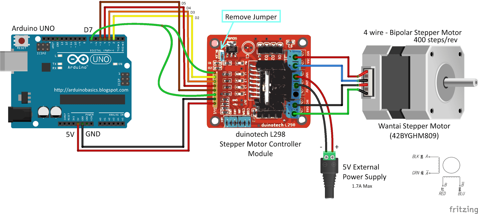 Подключение двигателей к плате eq6 Arduino Stepper Motor Circuit Diagram