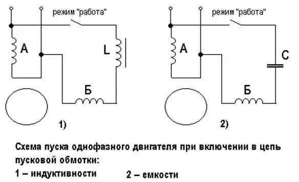 Подключение двигателя 220в с пусковой обмоткой Однофазные электродвигатели 220В: где применяются, схема подключения с конденсат