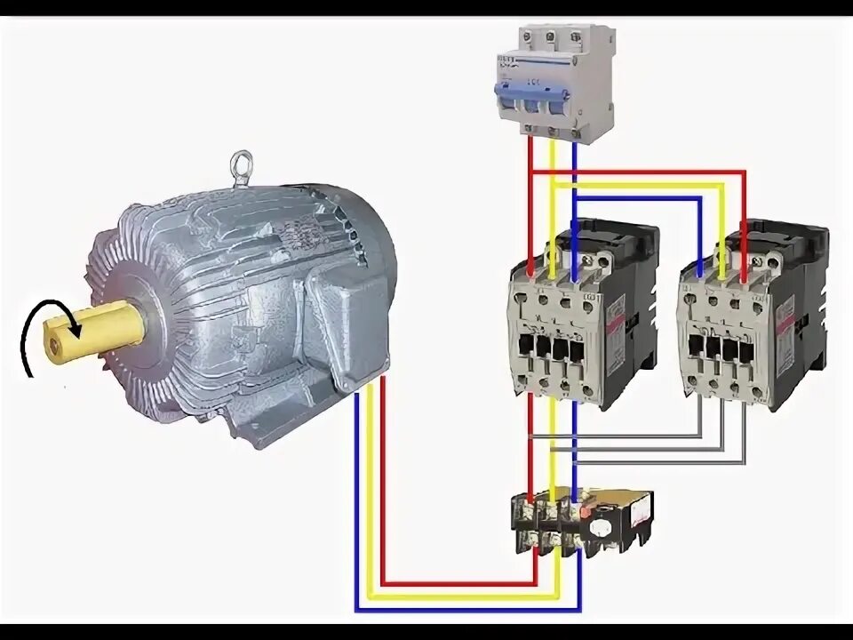 Подключение двигателя 380 реверс To start 3 phase induction motor with star delta starter - YouTube