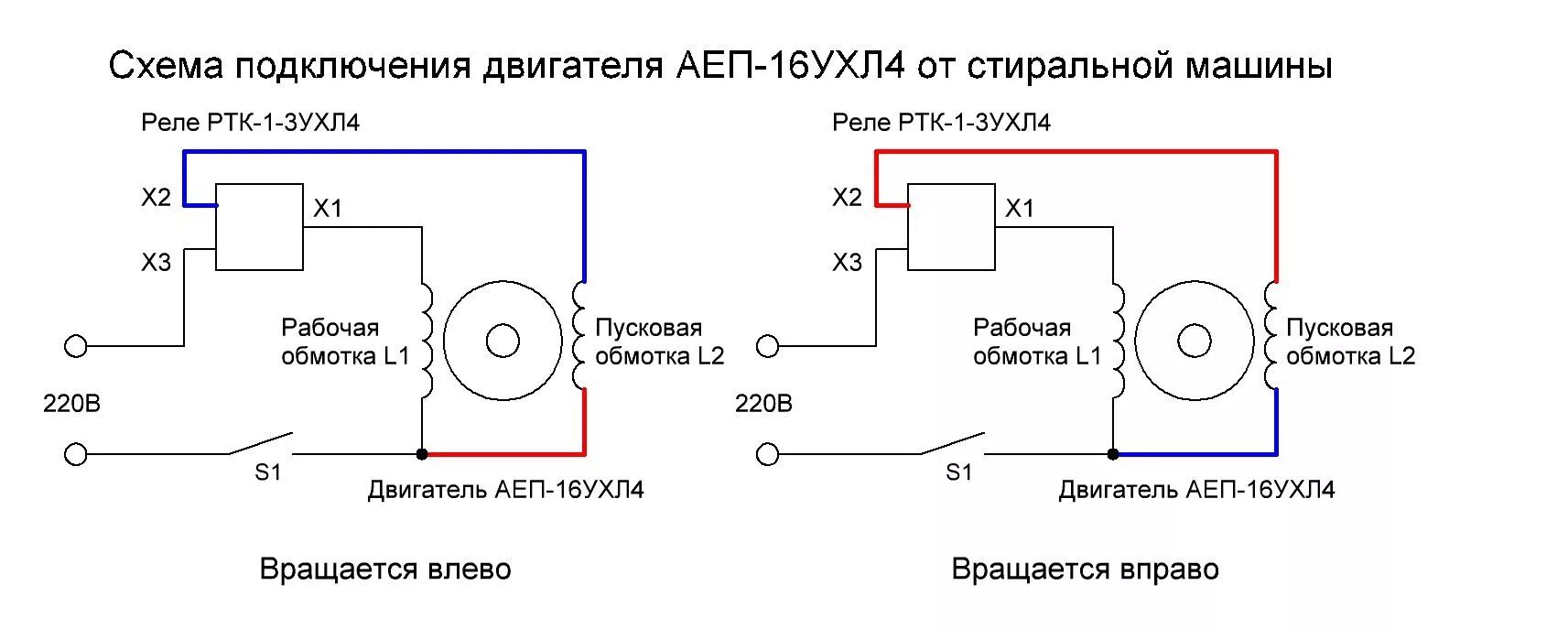 Подключение двигателя аер Схема подключения двигателя АЕП-16УХЛ4 от стиральной машины