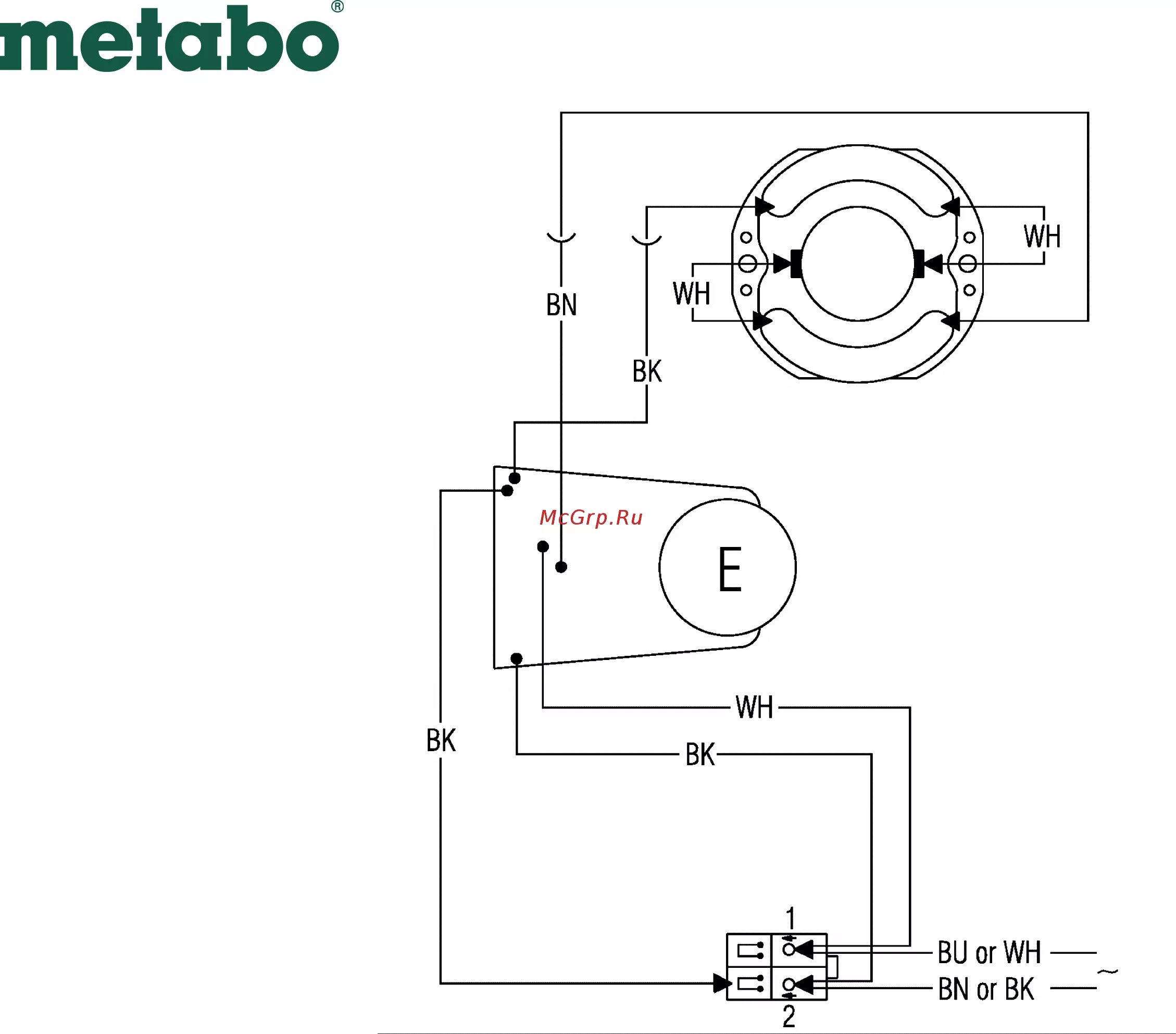 Подключение двигателя болгарки Metabo MFE 30 601119000 Инструкция по сборке онлайн 5/5 372169